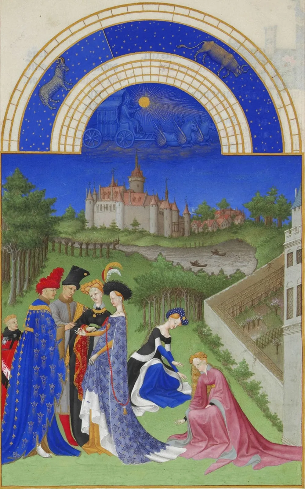 Très Riches Heures du duc de Berry Folio 4, verso : April