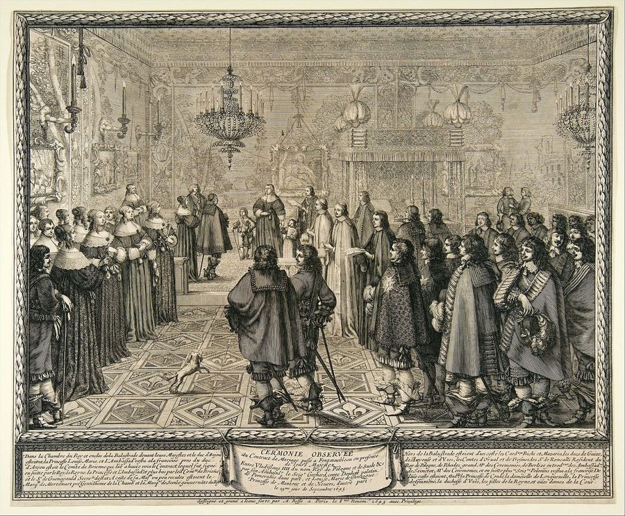 Ceremony passing the marriage contract of Władysław IV and Marie Louise Gonzaga at Fontainebleau.