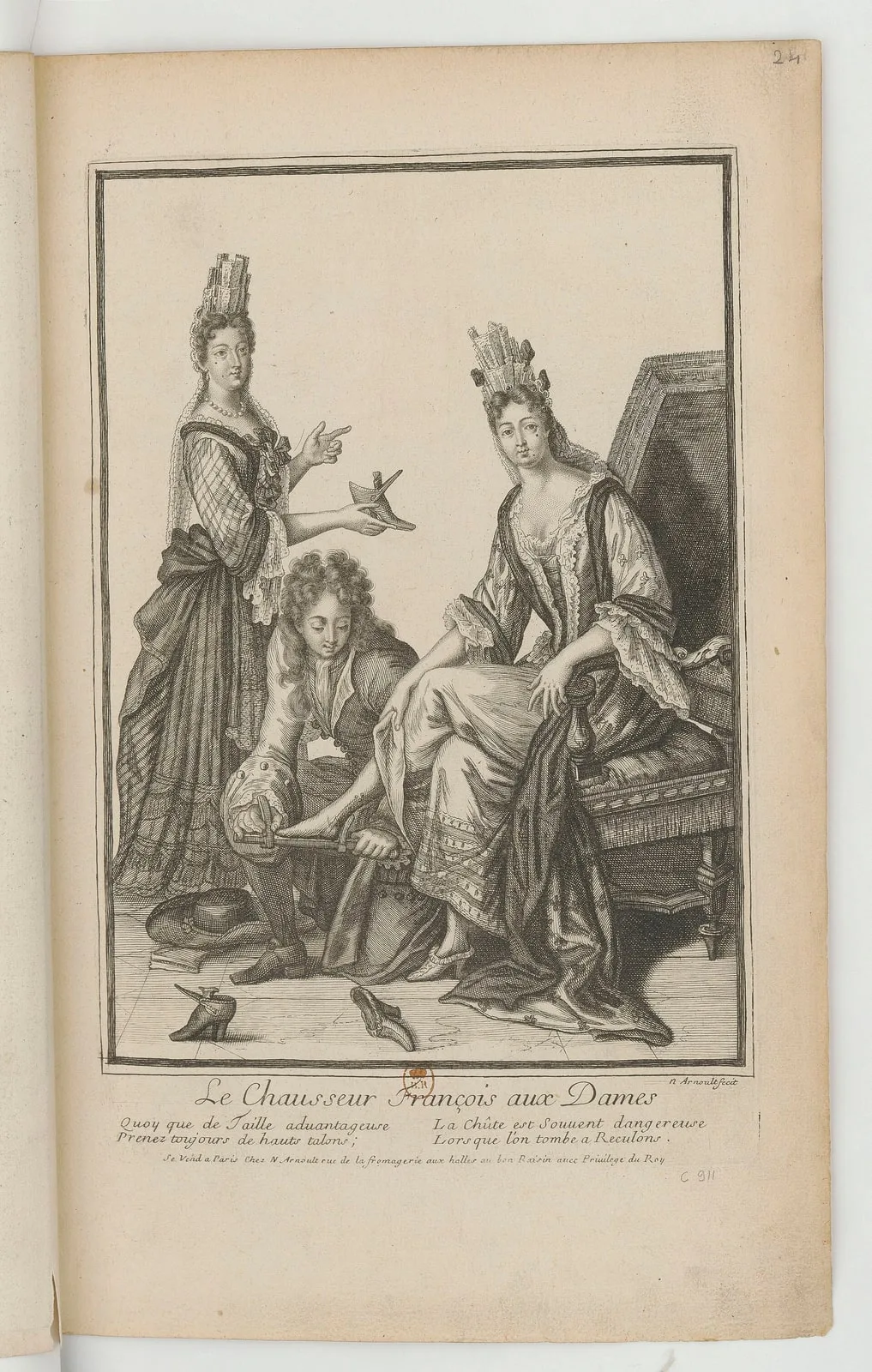Le Chausseur François aux Dames... : [estampe] ([Seul état connu]) / N. Arnoult fecit