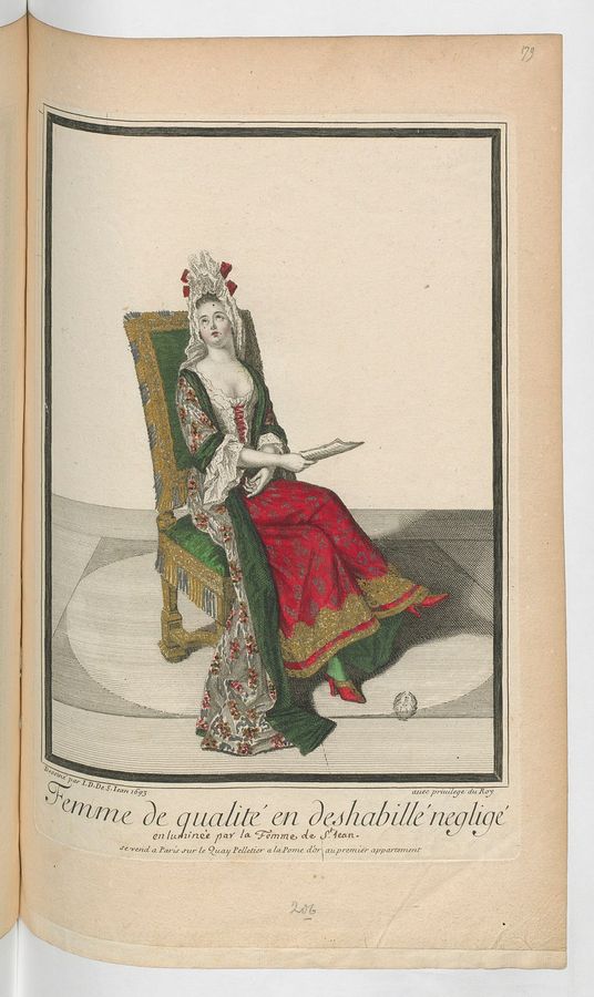 Femme de qualité en deshabillé negligé : [estampe] / dessiné par I.D. De S. Jean