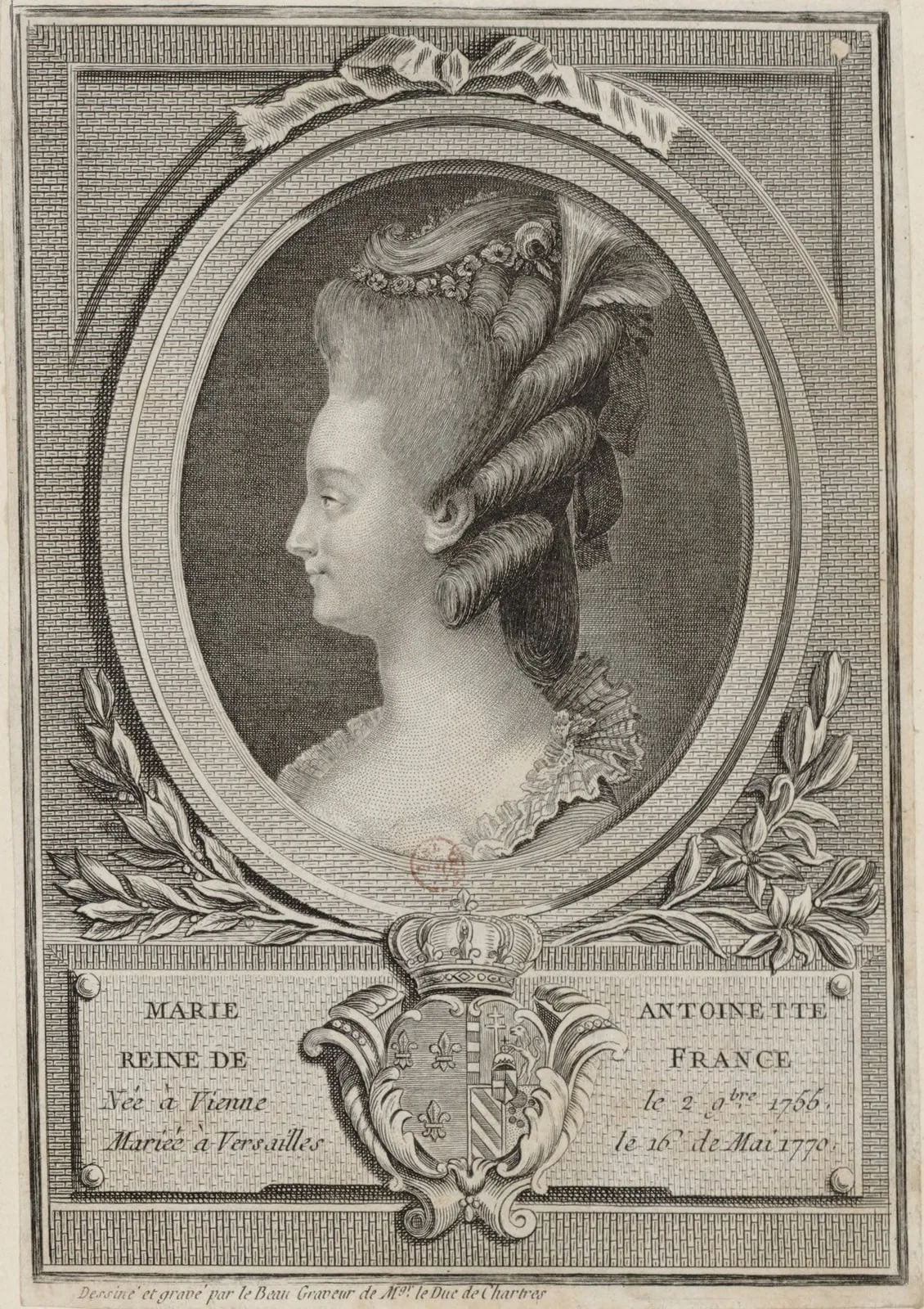 Portrait de Marie-Antoinette, en buste - Le Beau 1793