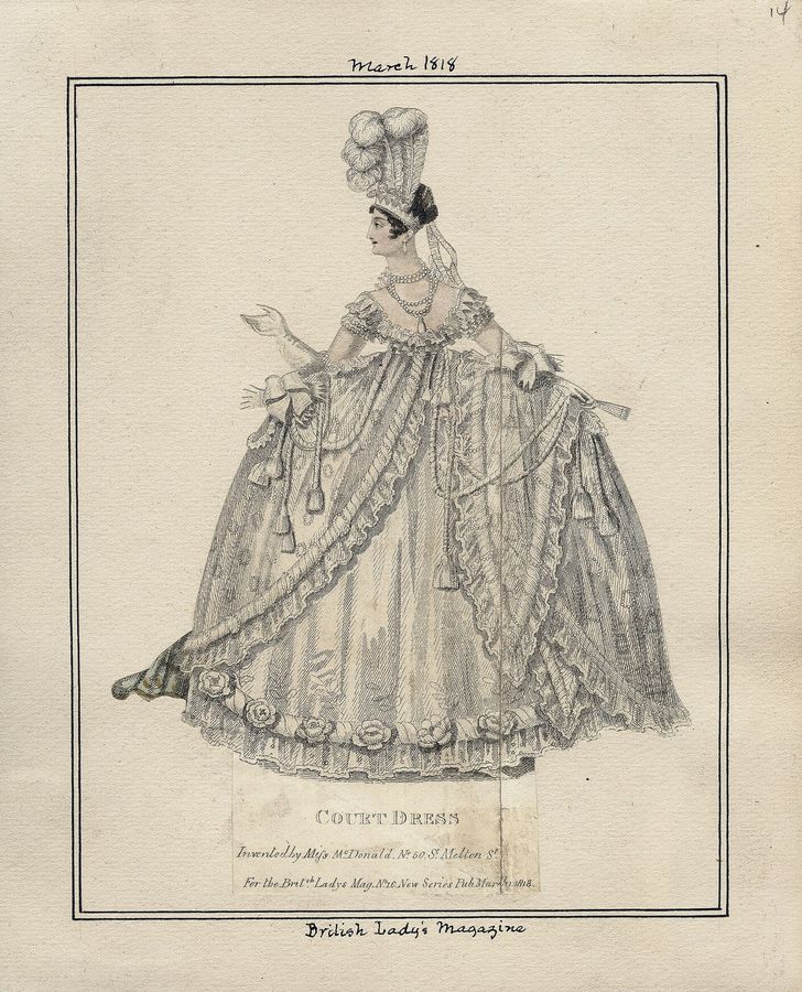 Court Dress, British Lady's Magazine, March 1 1818