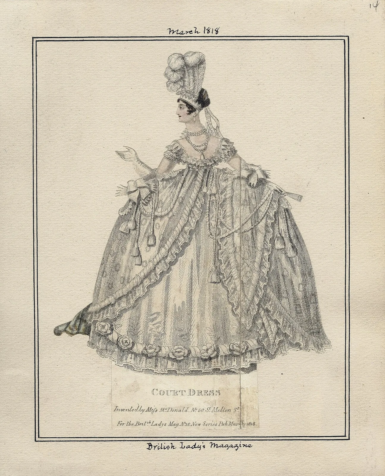 Court Dress, British Lady's Magazine, March 1 1818