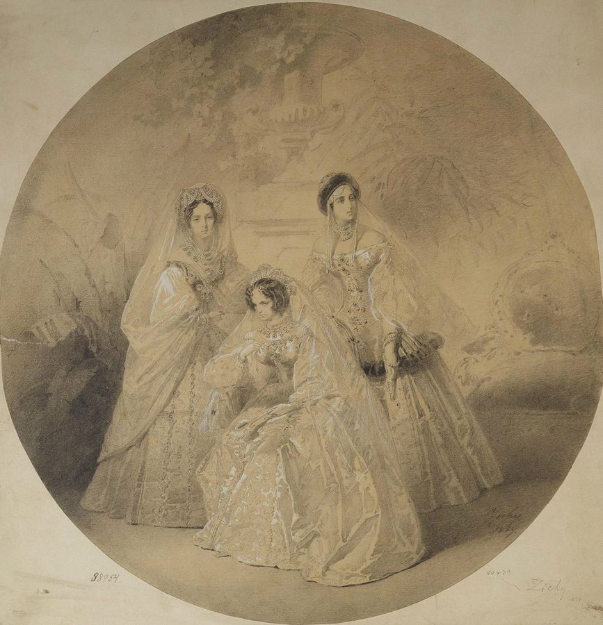 Maria Alexandrovna, Alexandra Fedorovna and Alexandra Iosiphovna by M.Zichy