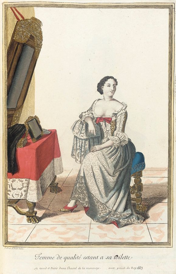 Recueil des modes de la cour de France, ' Femme de Qualité Estant a sa Toilette '