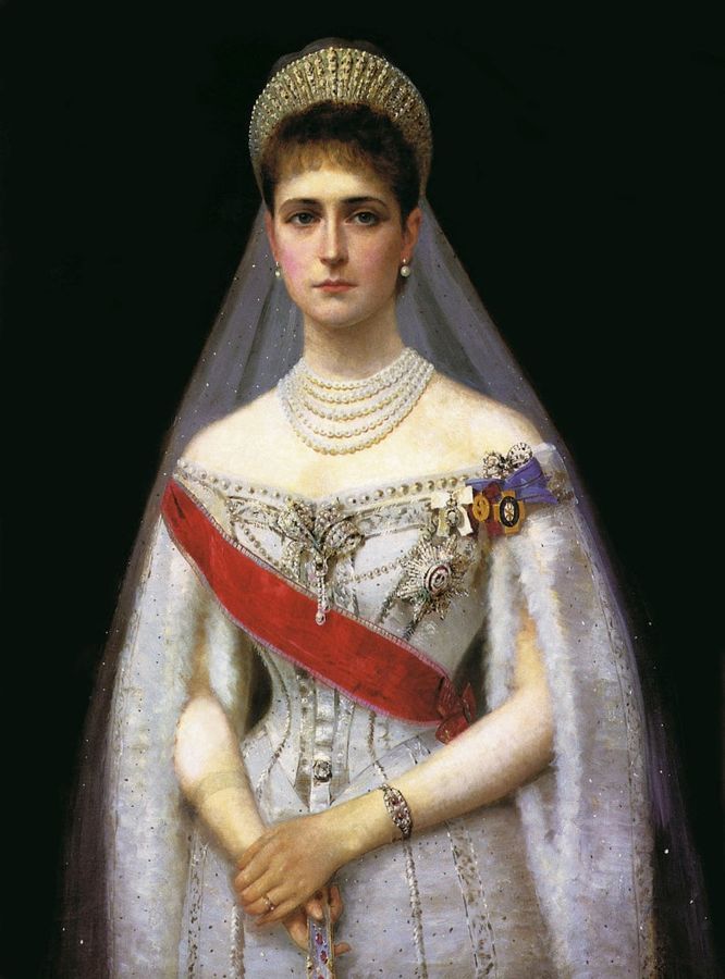 Empress Alexandra Feodorovna of Russia, born Princess Alix of Hessen and by Rhine in Russian court gown