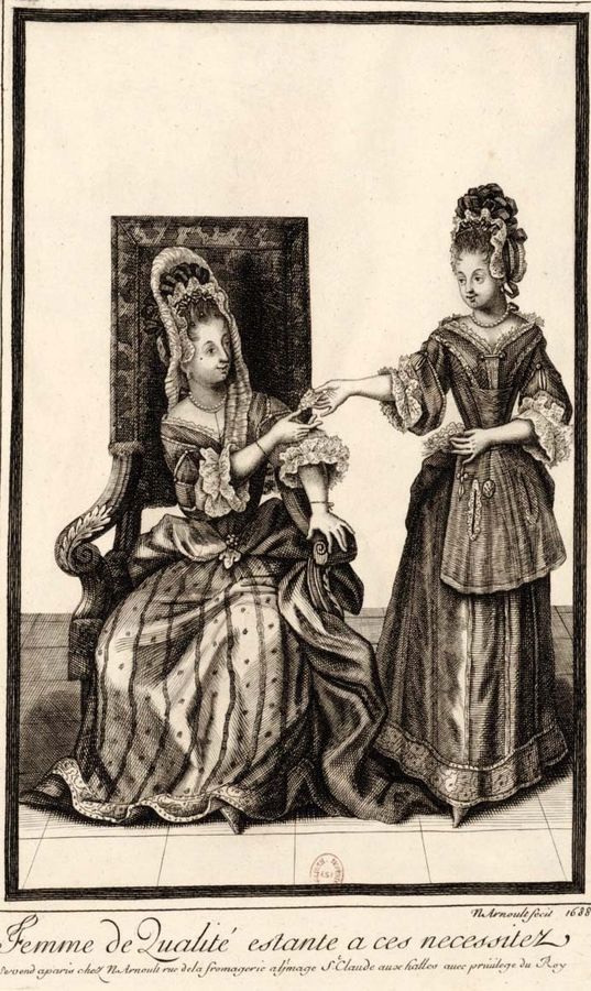 Femme de qualité estante à ces nécessitez