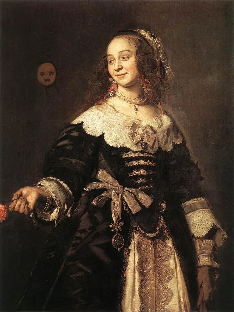 Portrait of Isabella Coymans ( -1689) . [ 1 ] Alternative title(s) : Isabella Coymans . [ 2 ] Bildnis einer Dame im schwarzem Kleide mit Rose (Isabella Coymans) . [ 3 ]