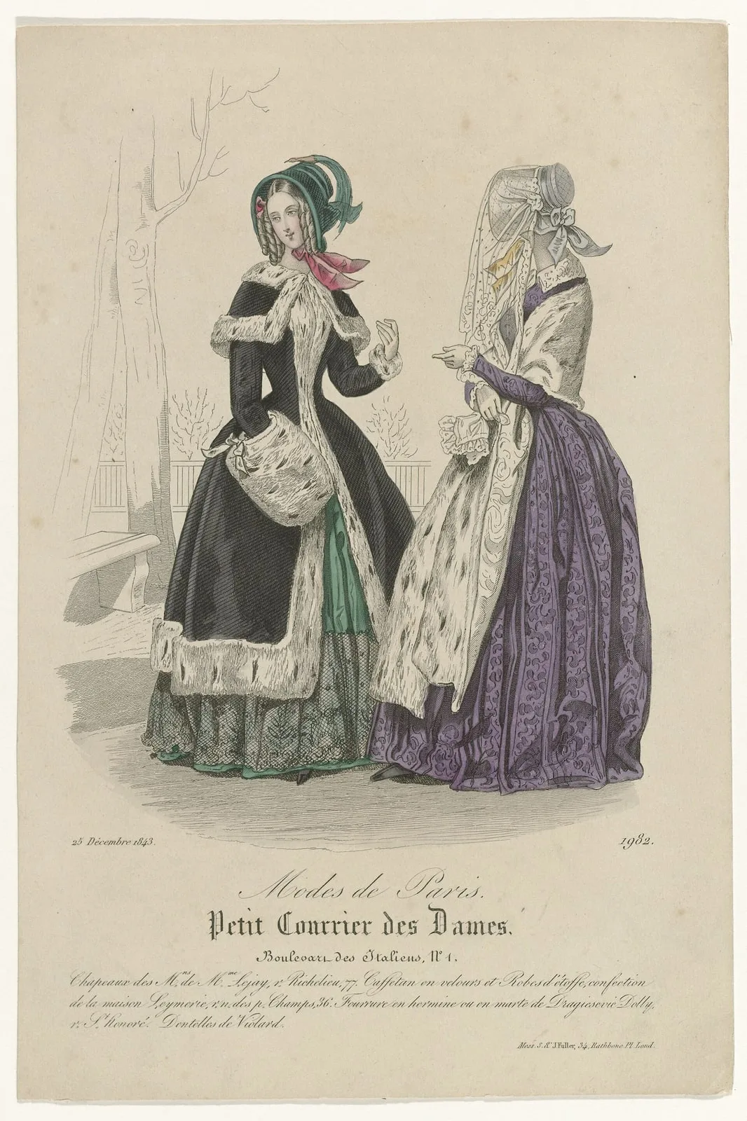 Petit Courrier des Dames, 25 décembre 1843, No. 1982 Chapeaux des Mns (..), RP-P-OB-103.227