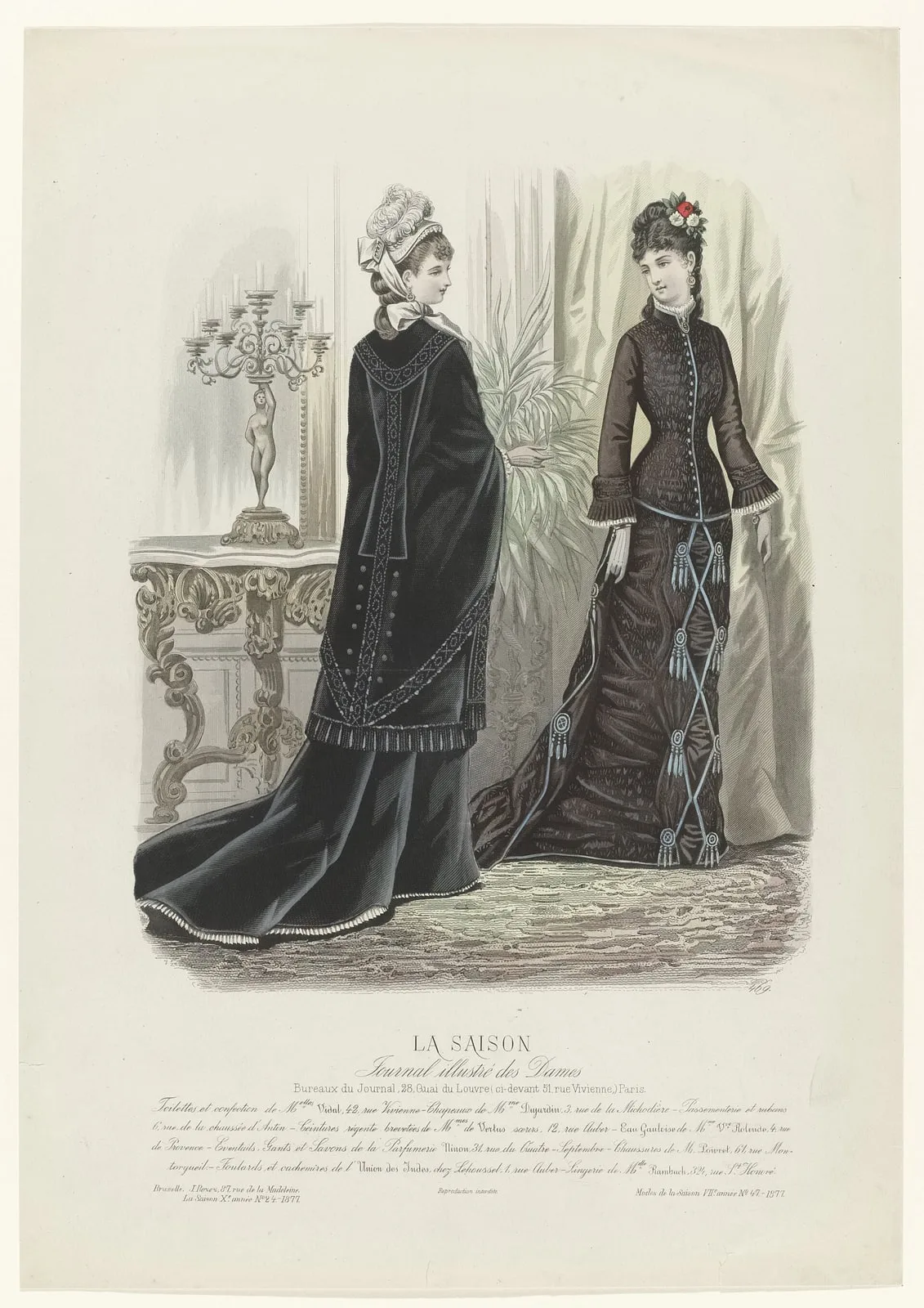 La Saison, Journal illustré des Dames, 1877, 10e année, No. 24, Pl. 469 Toilettes et confection (..), RP-P-OB-103.530
