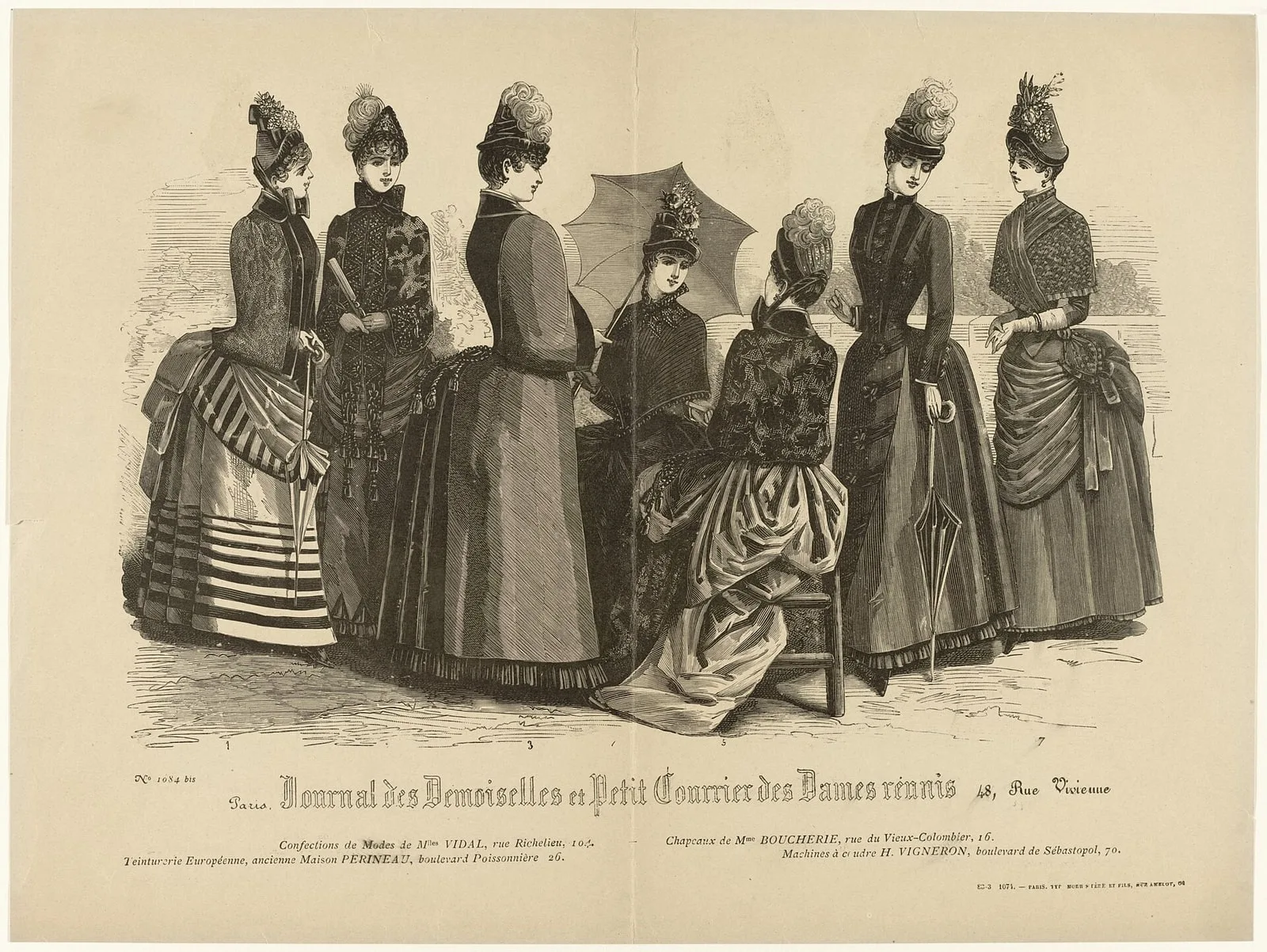 Journal des Demoiselles et Petit Courrier des Dames Réunis, ca. 1885, No. 1084 bis Confections de Modes (..), RP-P-OB-103.561