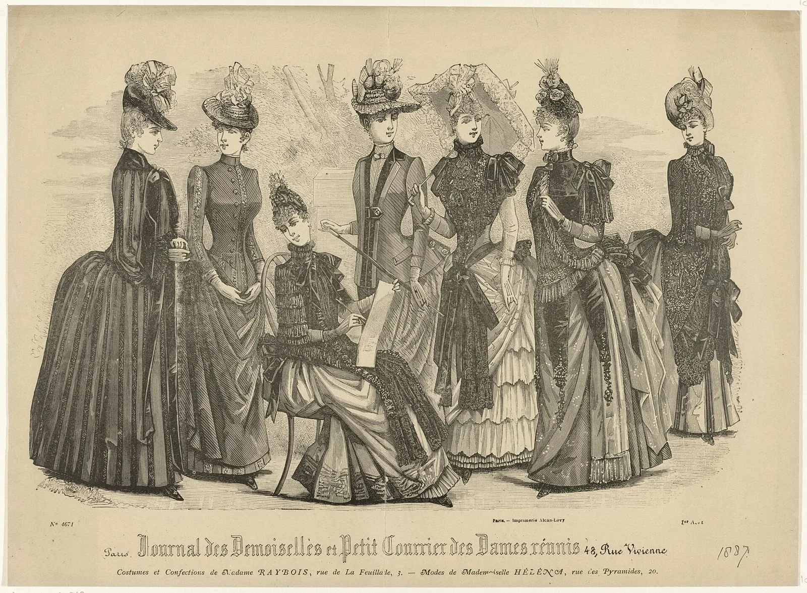 Journal des Demoiselles et Petit Courrier des Dames Réunis, 1 août 1887, No. 4671 Costumes et Confections (..), RP-P-OB-103.563