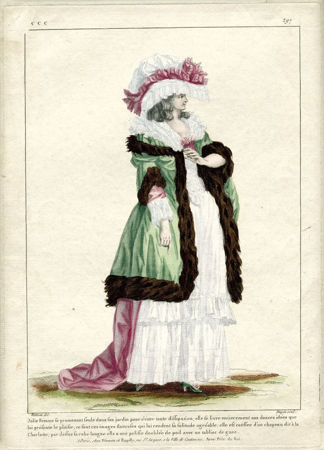 Gallerie des Modes et Costumes Francais, 1785, CCC 297 Jolie Femme se promenant seule.., RP-P-2004-1143