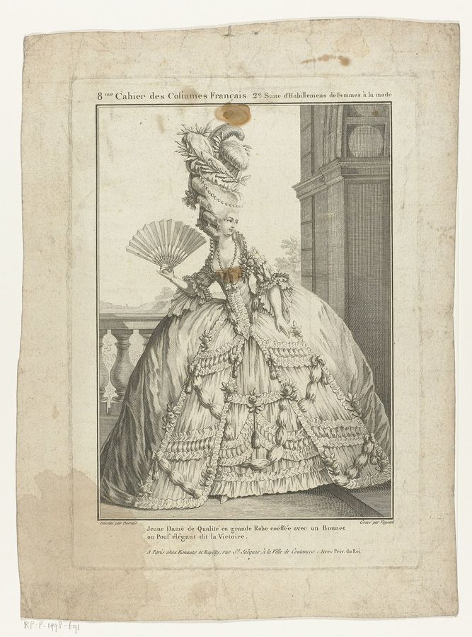 Gallerie des Modes et Costumes Francais, 1778, H.43 Jeune Dame de Qualité en grande Robe.., RP-P-1998-691
