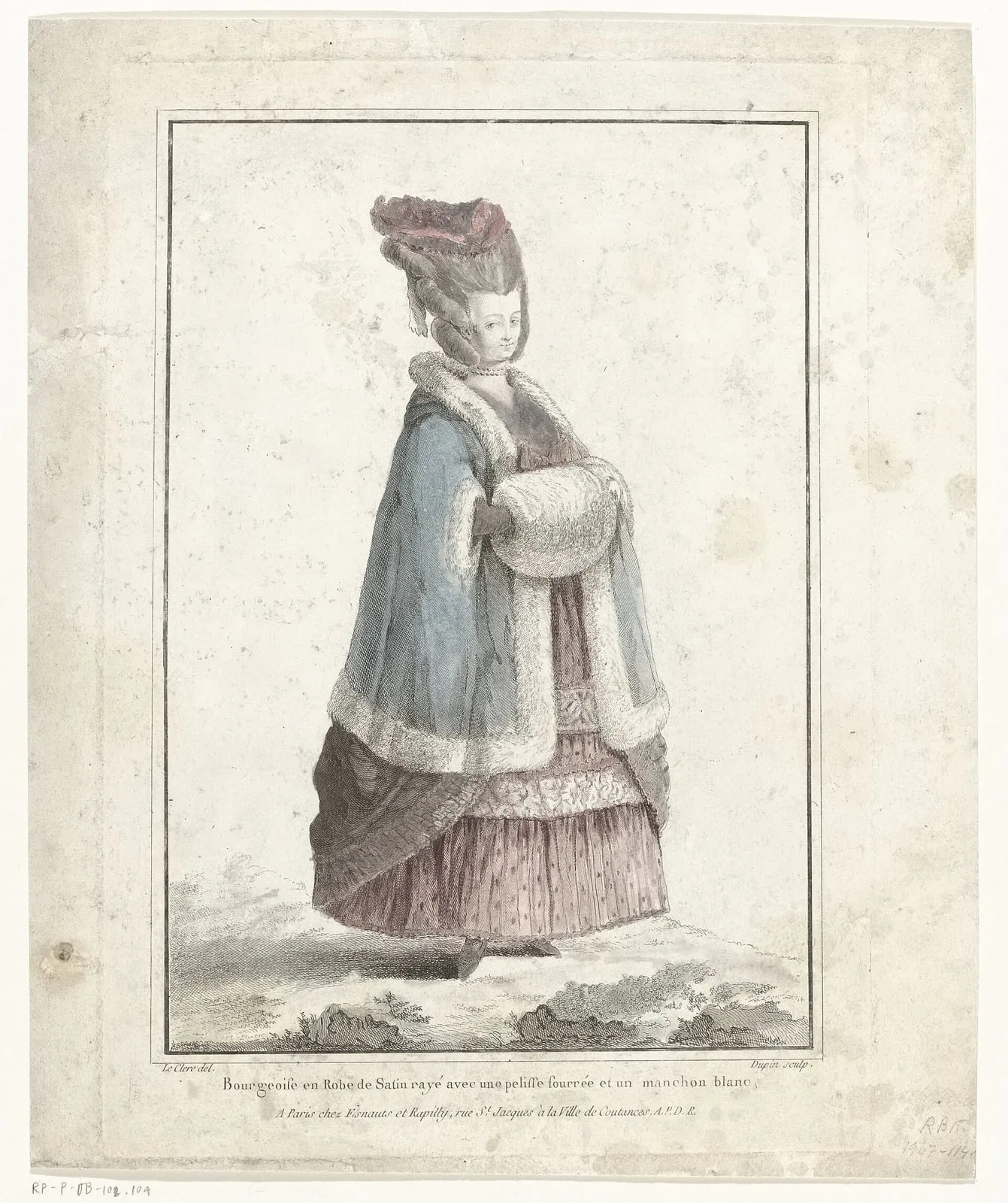 Gallerie des Modes et Costumes Français, 1778, L. 62 Bourgeoise en Robe de Satin.., BK-1967-114-A