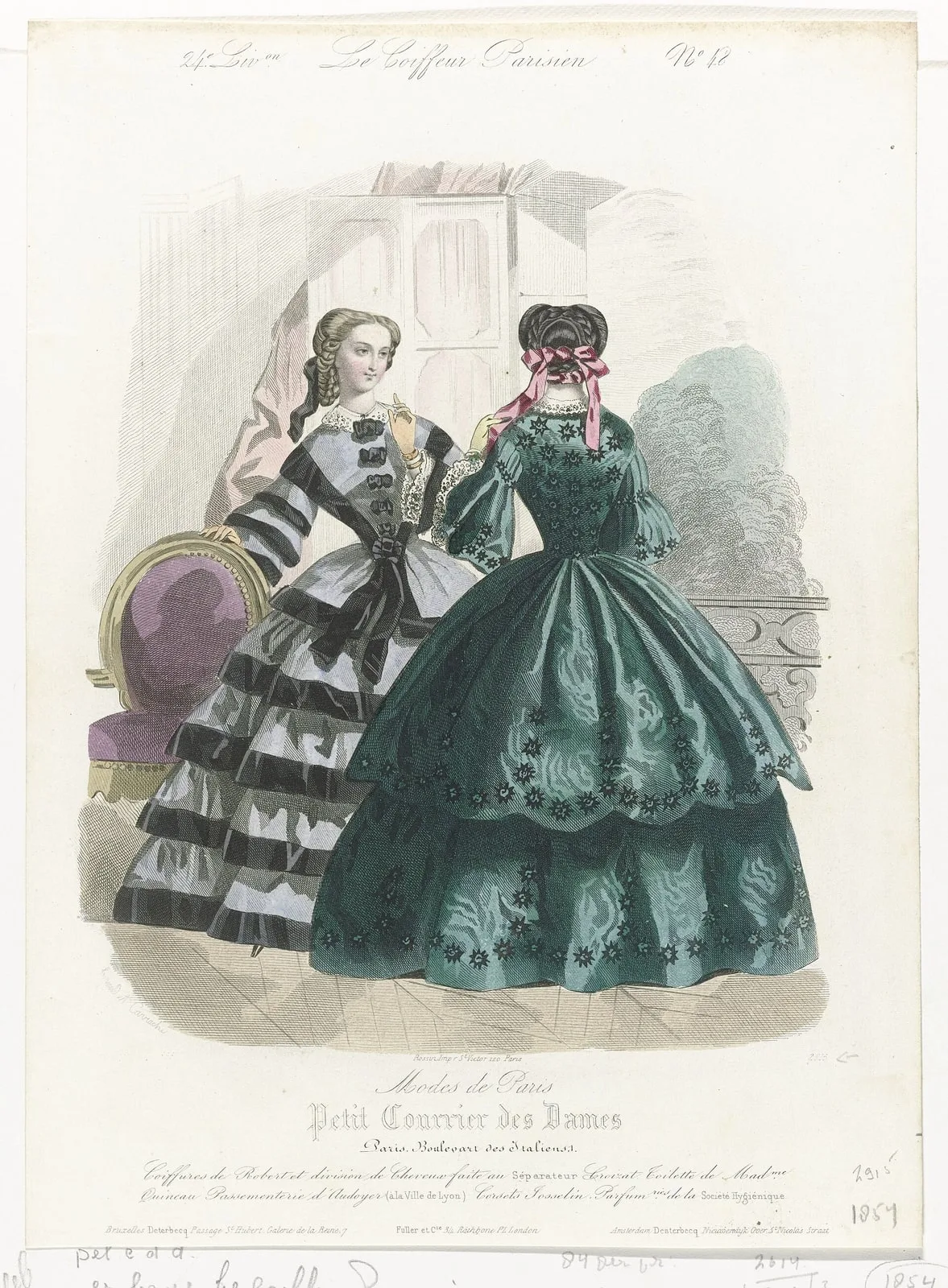 Petit Courrier des Dames, 1854, No. 2915, Le Coiffeur Parisien, 24e Liv.on, No. 48 Coiffures, RP-P-2009-3362