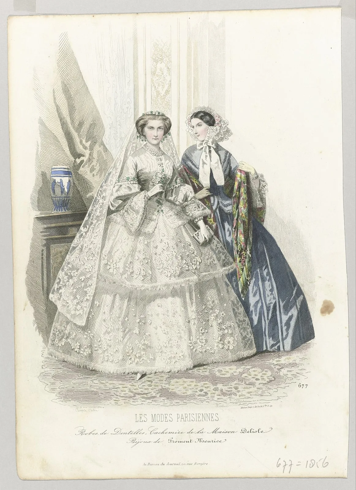 Les Modes Parisiennes, 1856, No. 677 Robes, de Dentelles, RP-P-2009-3405