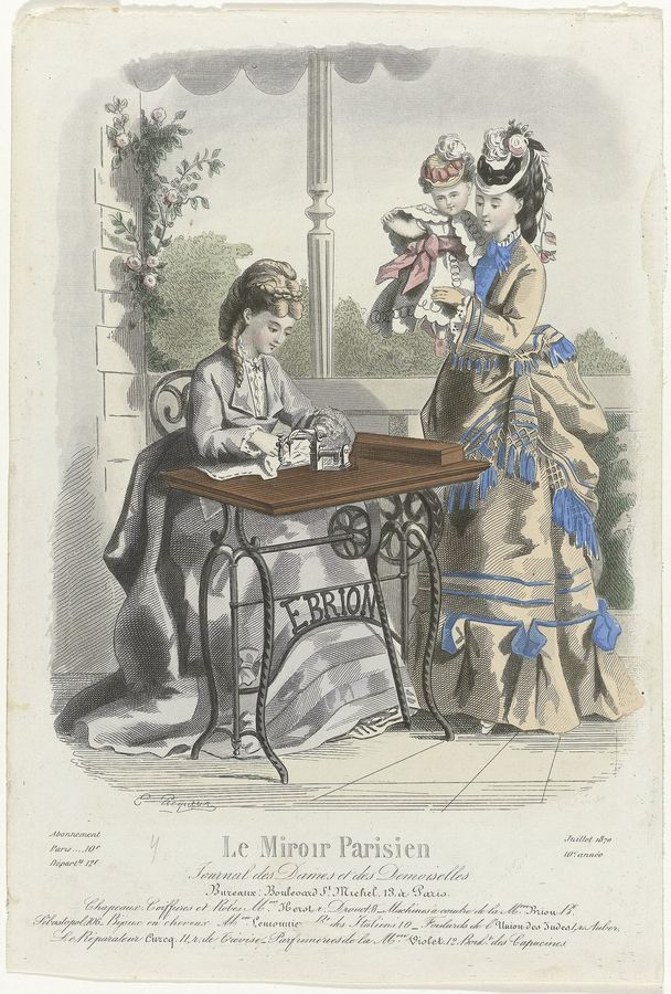 Een explosie van modetijdschriften Le Miroir Parisien, Journal des Dames et des Demoiselles, juillet 1870, 10e année Chapeaux Coiffures et Robes, RP-P-2009-3554