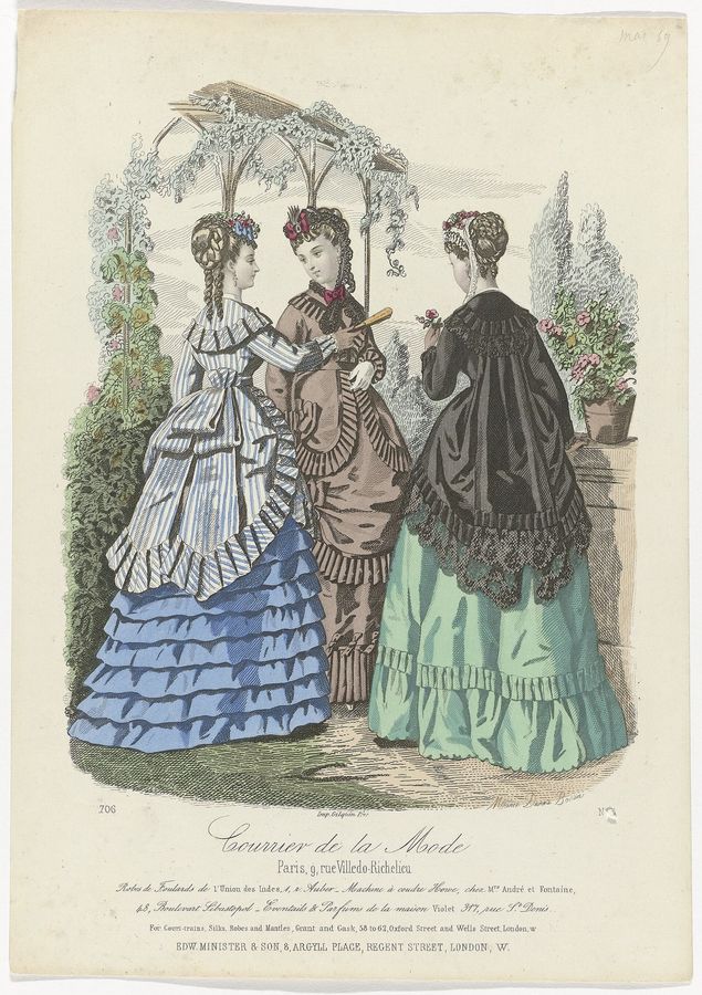 Courrier de la Mode, ca. 1870, No. 706, No. 3 Robes de Foulards, RP-P-2009-3576