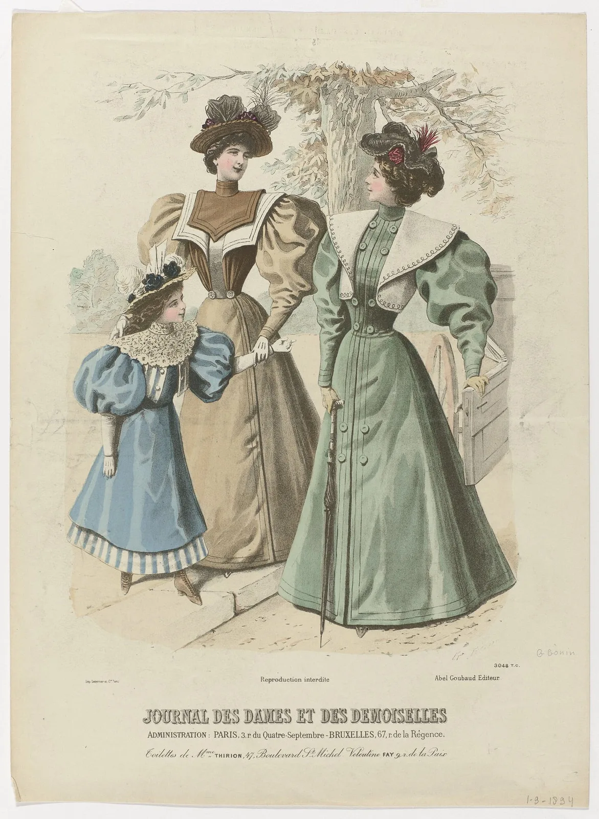 Journal des Dames et des Demoiselles, 1-9-1894, Nr. 3048 T.C. Toilettes de Mme Thirion, RP-P-2009-3759