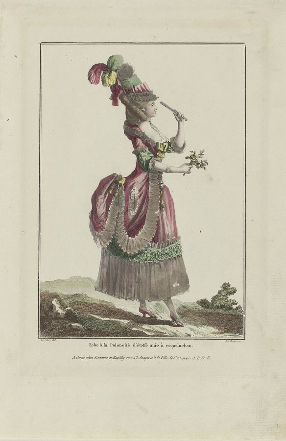 Gallerie des Modes et Costumes Francais, 1778, G 38 Robe à la Polonois (..), RP-P-2009-1142