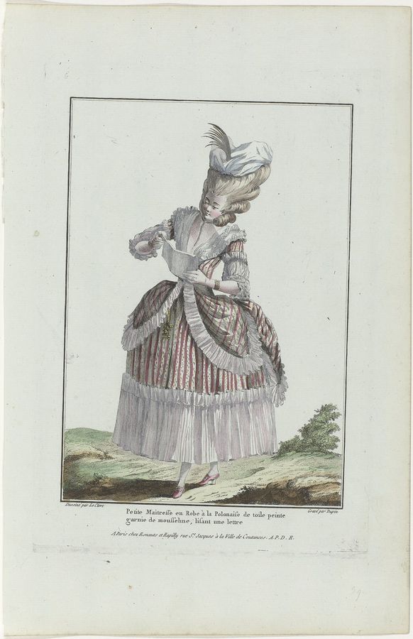 Gallerie des Modes Gallerie des Modes et Costumes Francais, 1778, G 39 Petite Maitresse en Robe à la Polonaise, RP-P-2009-1143