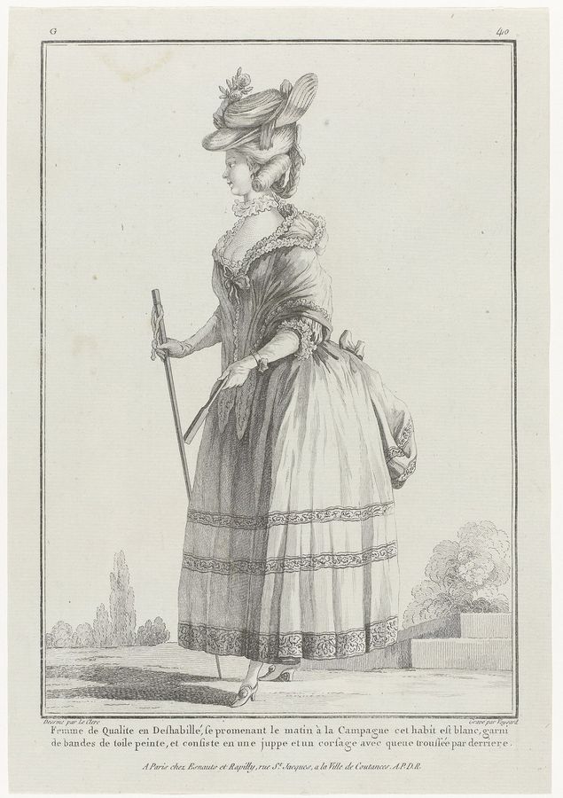 Gallerie des Modes et Costumes Francais, 1778, G 40 Femme de Qualité en Deshabillé (..), RP-P-2009-1144