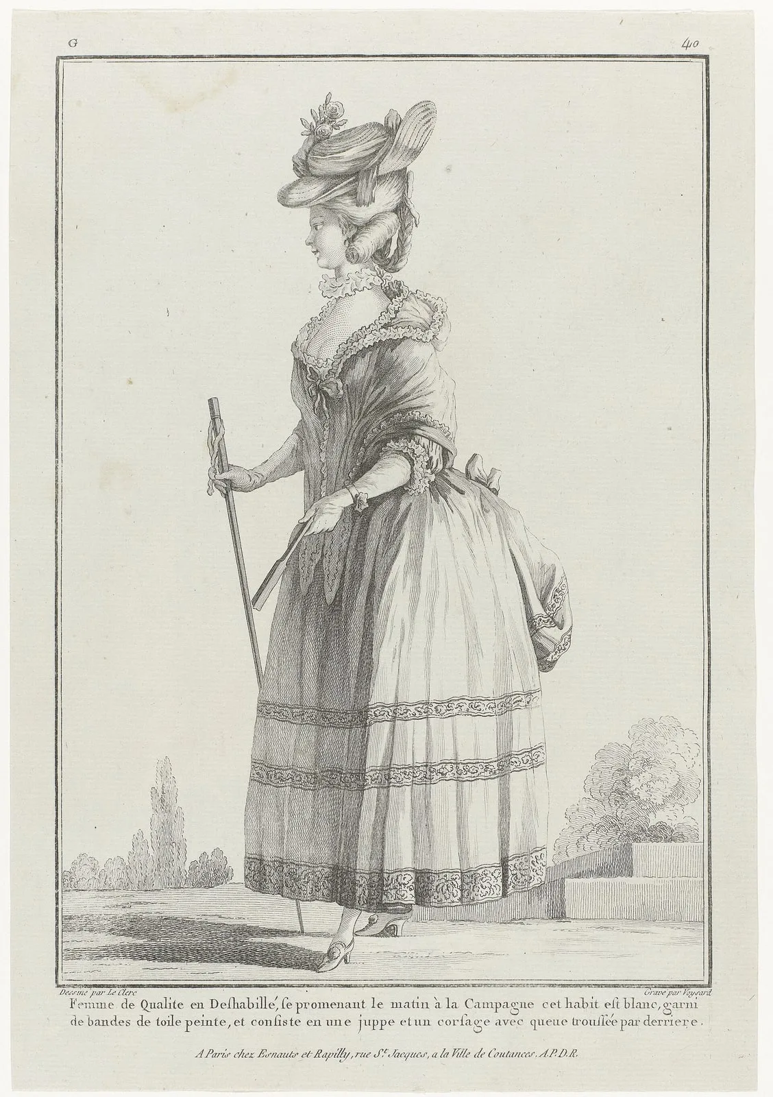 Gallerie des Modes et Costumes Francais, 1778, G 40 Femme de Qualité en Deshabillé (..), RP-P-2009-1144