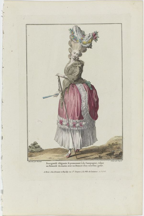 Gallerie des Modes et Costumes Français, 1778, J 53 Bourgeoise élégant (..), RP-P-2009-1146