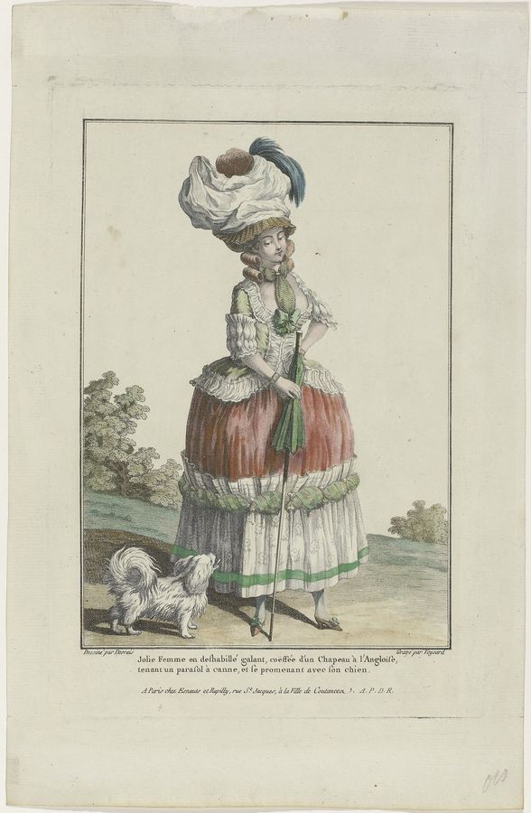 Gallerie des Modes et Costumes Français, 1778, L 64 Jolie Femme en deshabillé galant (..)., RP-P-2009-1149A