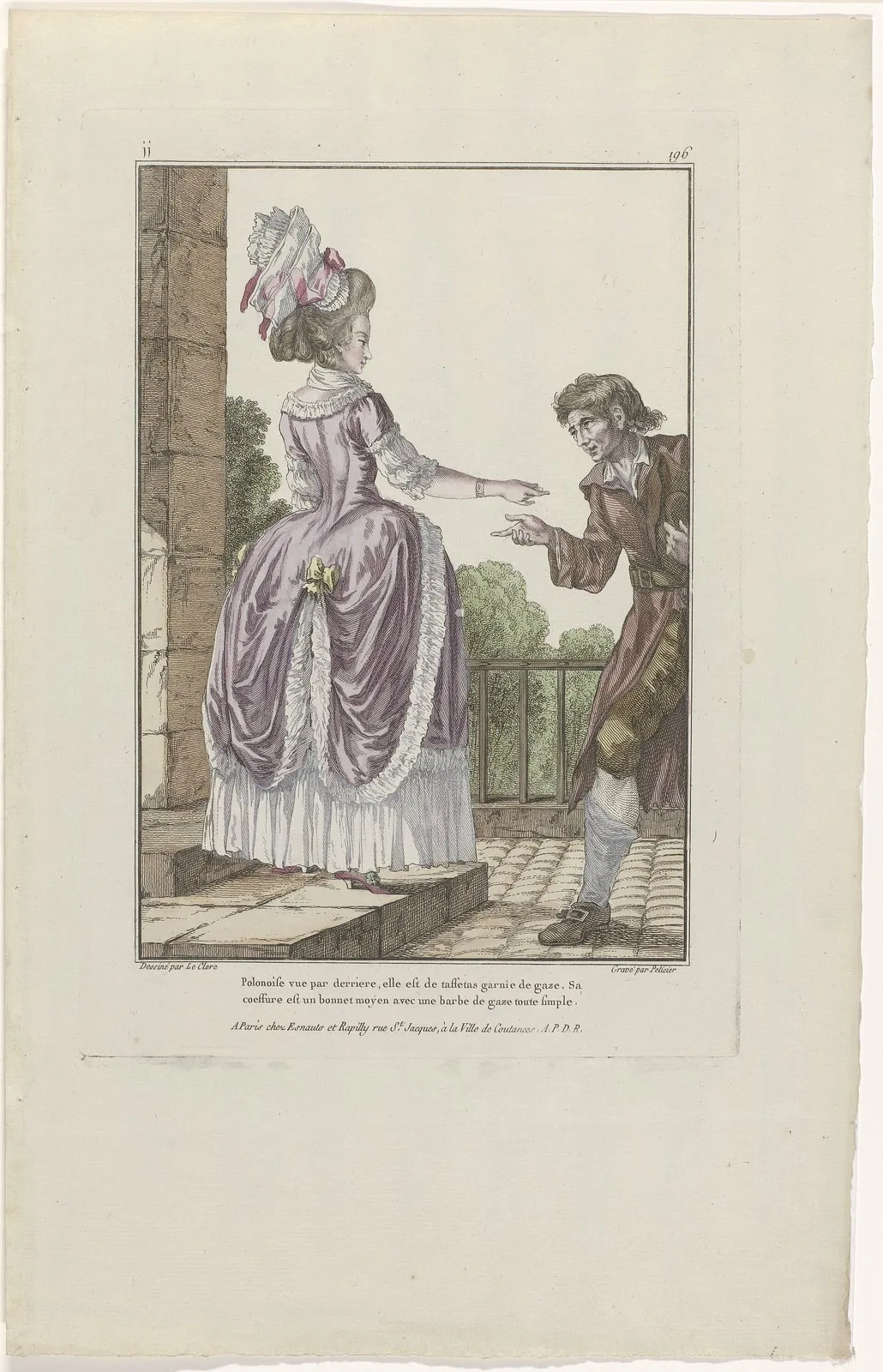 Gallerie des Modes et Costumes Français, 1780, jj 196 Polonaise vue par derrièr (..), RP-P-2009-2111