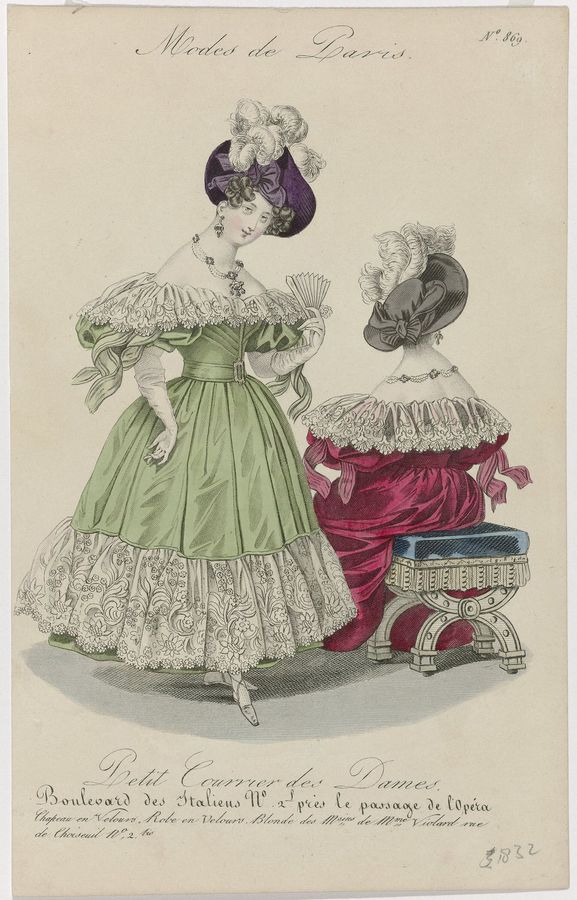 Petit Courrier des Dames, 1832, No. 869 Chapeau en velours (..), RP-P-2009-2994