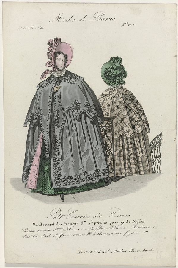 Petit Courrier des Dames, 15 octobre 1834, No. 1101 Chapeau en crêpe Mme Thomas (..), RP-P-2009-2999-1