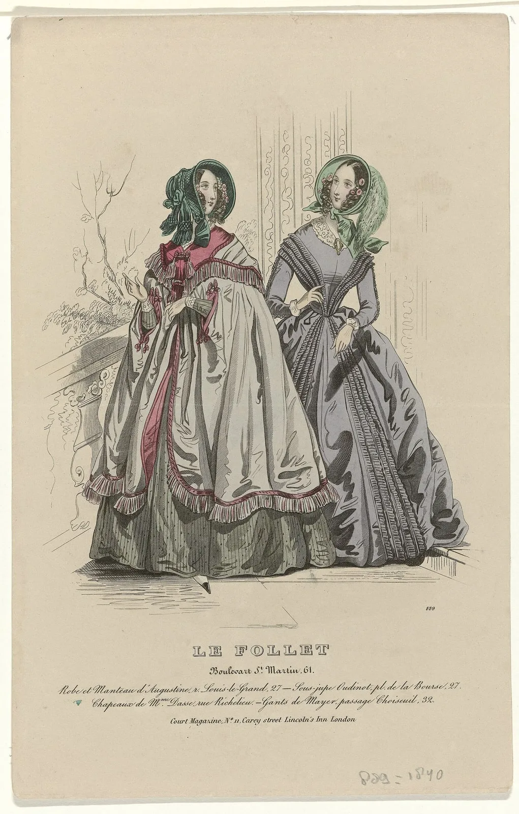 Le Follet, 1840, No. 889 Robe et Manteau d'Augustin (..), RP-P-2009-3192