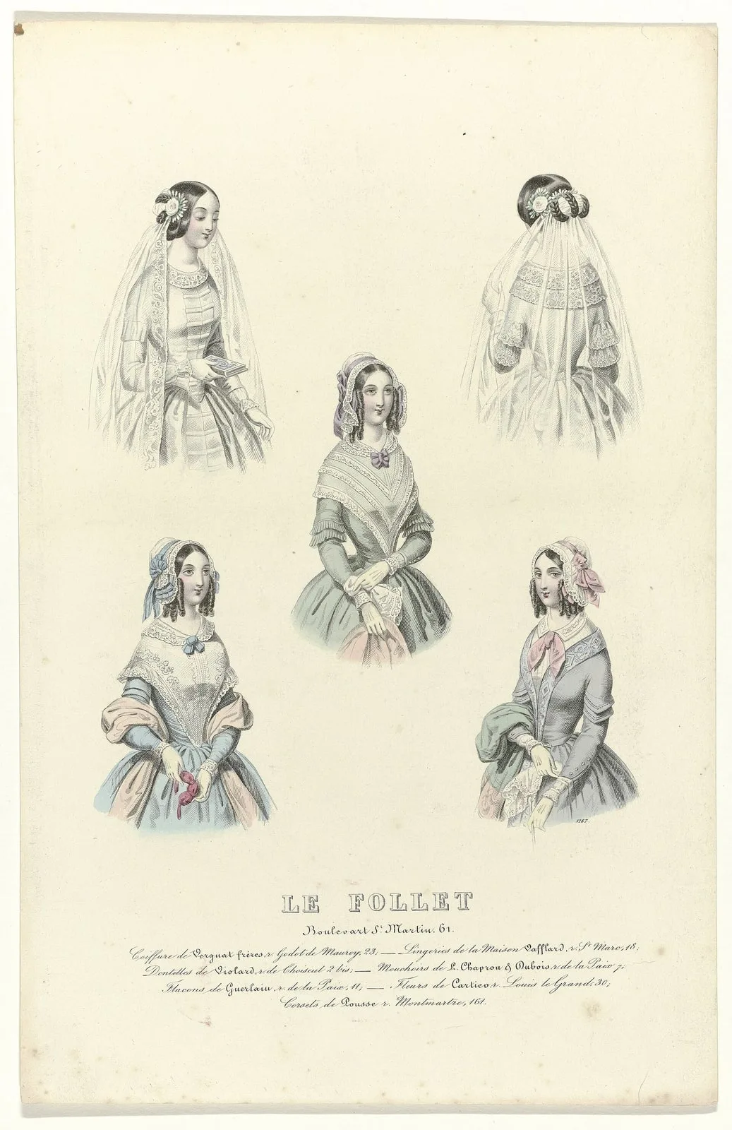 Le Follet, 1841, No. 1287 Coiffure de Verguat (..), RP-P-2009-3202