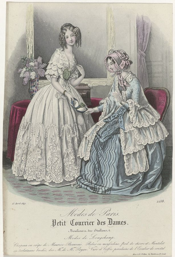 Petit Courrier des Dames, 15 avril 1847, No. 2258 Chapeau en crépe de Maurice-Beauvais (..), RP-P-2009-3271