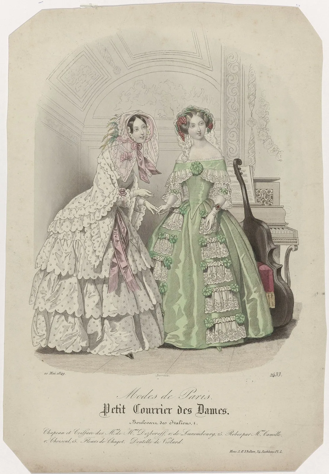 Petit Courrier des Dames, 10 mai 1849, No. 2433 Chapeau et Coiffur (..), RP-P-2009-3293