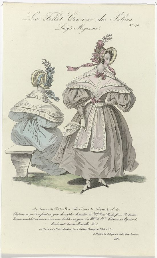 Le Follet Courrier des Salons, Lady's Magazine, 1833, No. 270 Chapeau en paill (..), RP-P-2009-3160