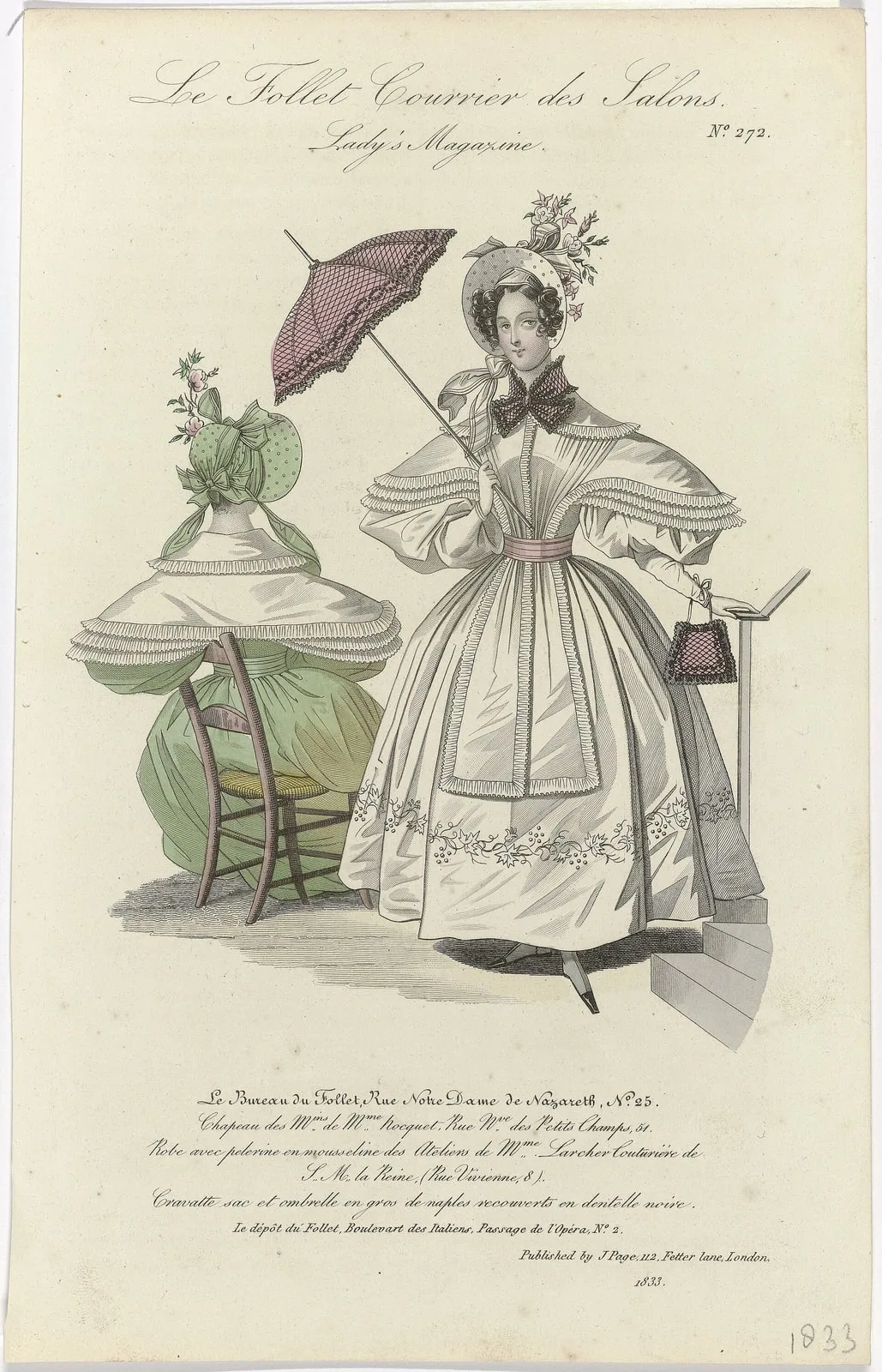 Le Follet Courrier des Salons, Lady's Magazine, 1833, No. 272 Robe avec pelerine (..), RP-P-2009-3161