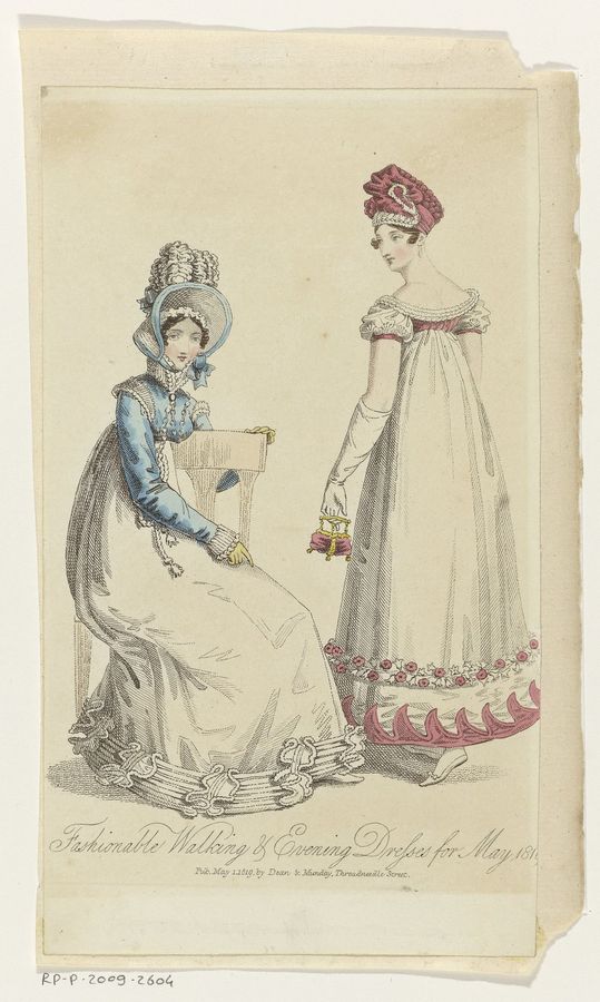 Fashionable Walking & Evening Dresses for May 1819 (titel op object), RP-P-2009-2604