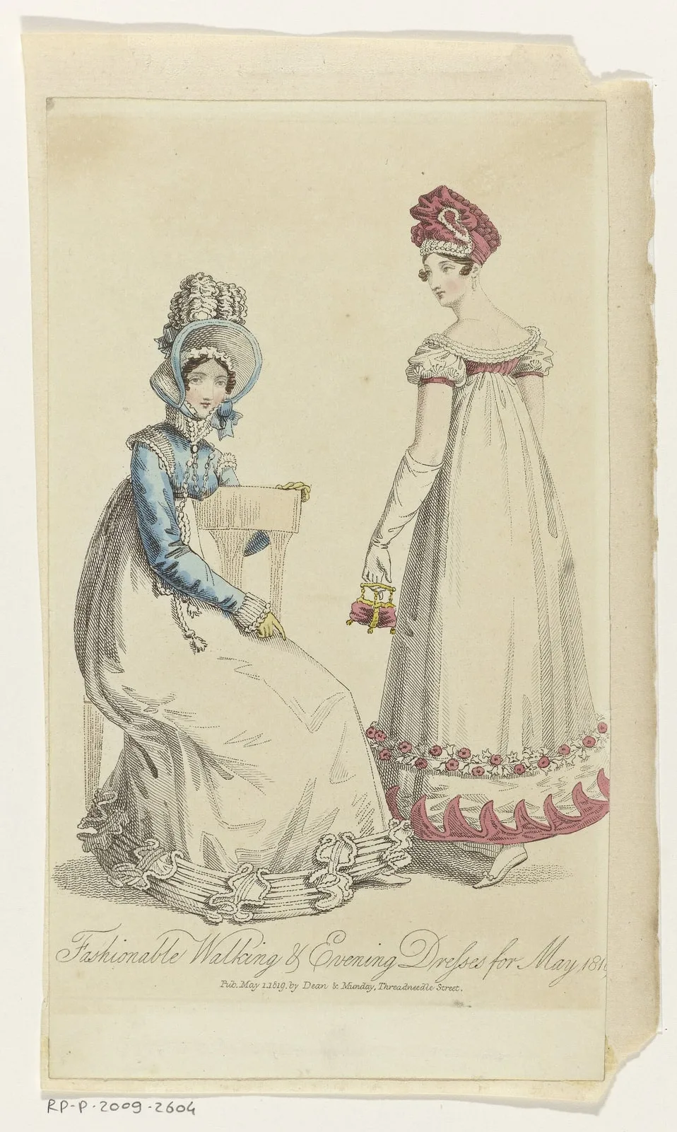 Fashionable Walking & Evening Dresses for May 1819 (titel op object), RP-P-2009-2604