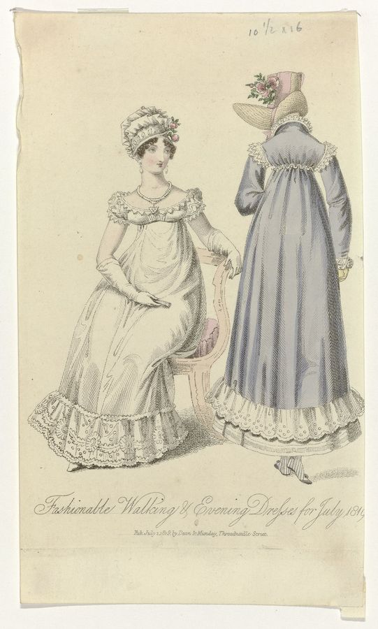 Fashionable Walking & Evening Dresses for July 1819, RP-P-2009-2605