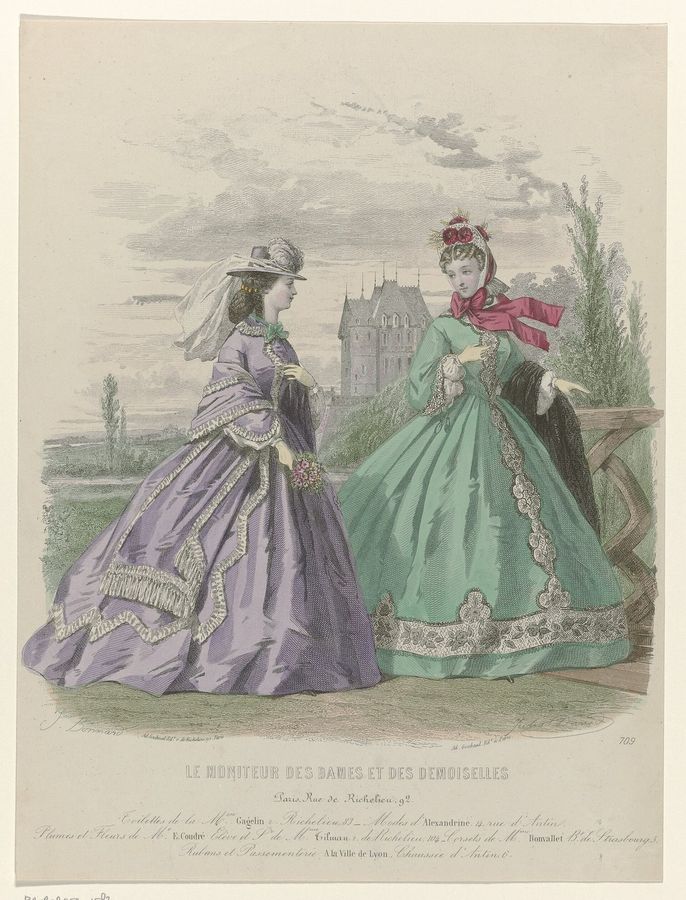 Een explosie van modetijdschriften Moniteur des Dames et des Demoiselles, ca. 1863, No. 709 Toilettes de la Maison Gagelin (..), RP-P-2009-1583