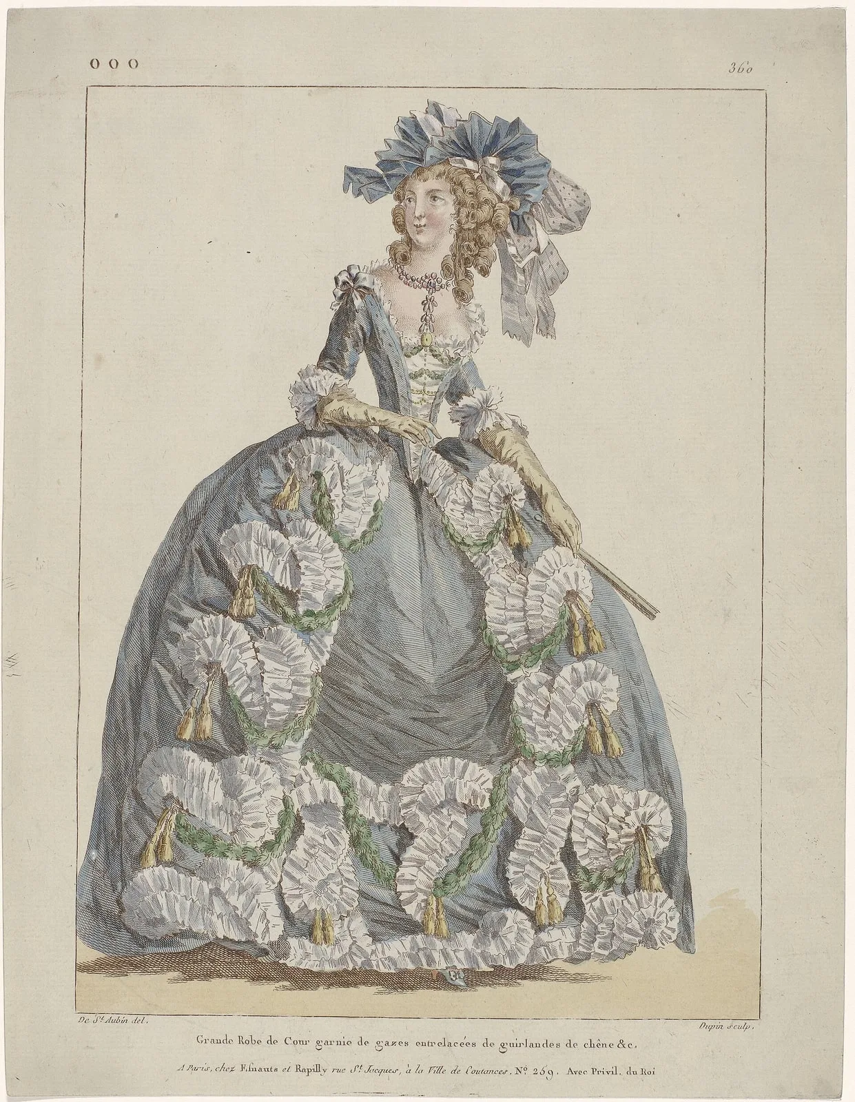 Gallerie des Modes et Costumes Français, 1787, ooo 360 Grande Robe de Cour (..), RP-P-2009-1214