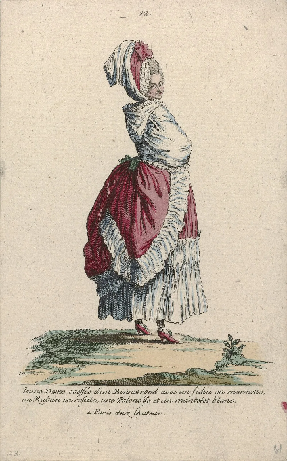 Gallerie des Modes et Costumes Français, 1785, nr. 12, nr. 23, Kopie naar H 46 Jeune Dame coeffé (..), RP-P-2009-1232