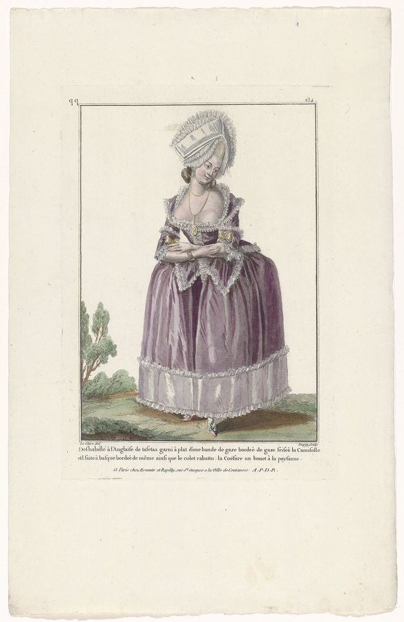 Gallerie des Modes et Costumes Français, 1782, qq 234 Deshabillé à l'Anglaise de tafetas., RP-P-2009-1194
