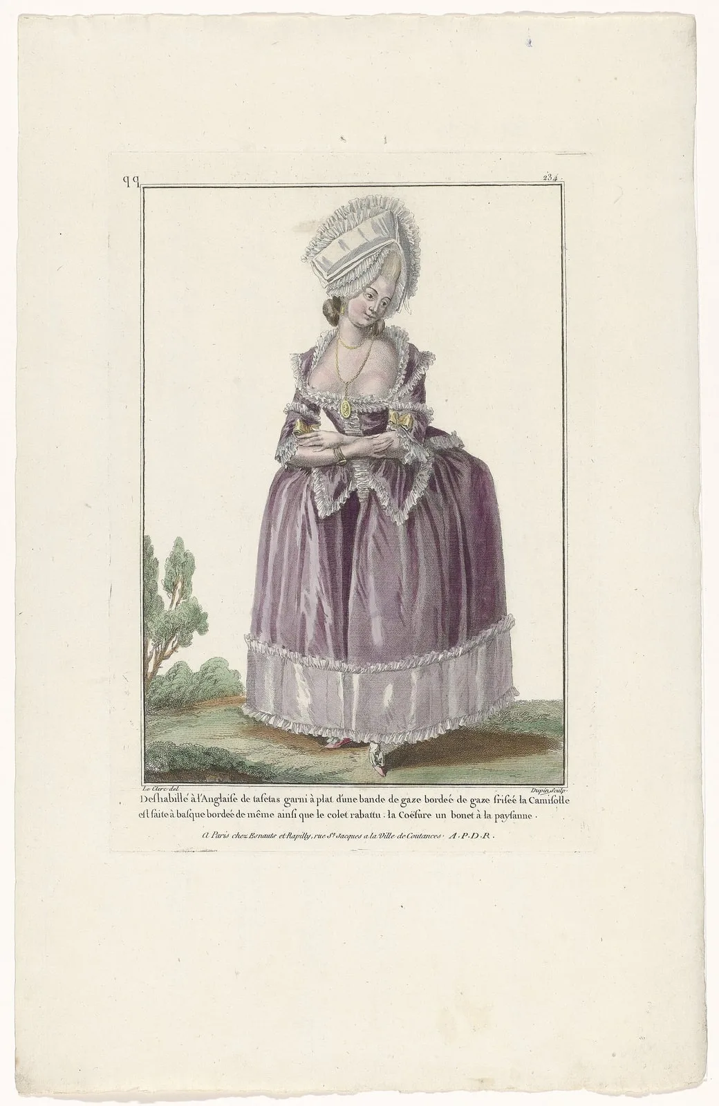 Gallerie des Modes et Costumes Français, 1782, qq 234 Deshabillé à l'Anglaise de tafetas., RP-P-2009-1194