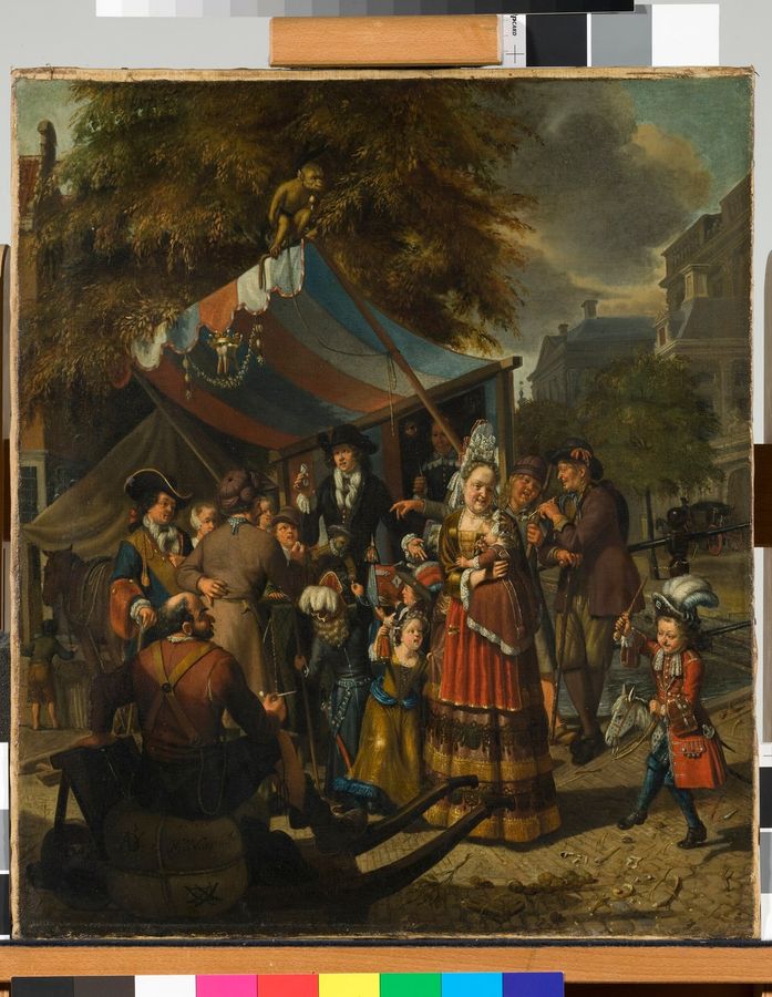 Amsterdams stadstafereel met kwakzalver, objectnr SA 22991