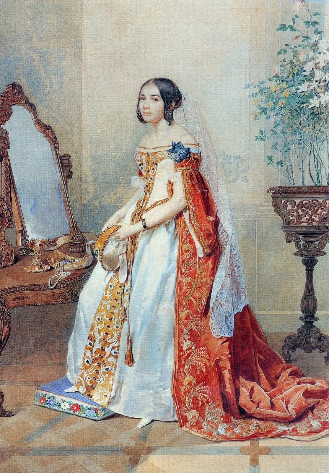 M.P.Kikina in court dress by P.Sokolov (1839, Tretyakov gallery)
