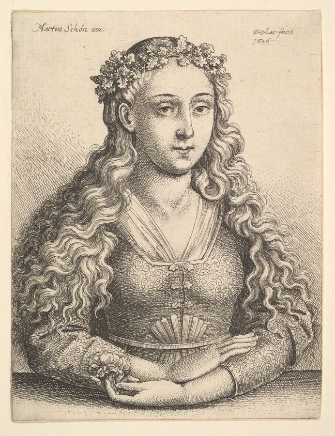 Woman with a wreath of oak leaves